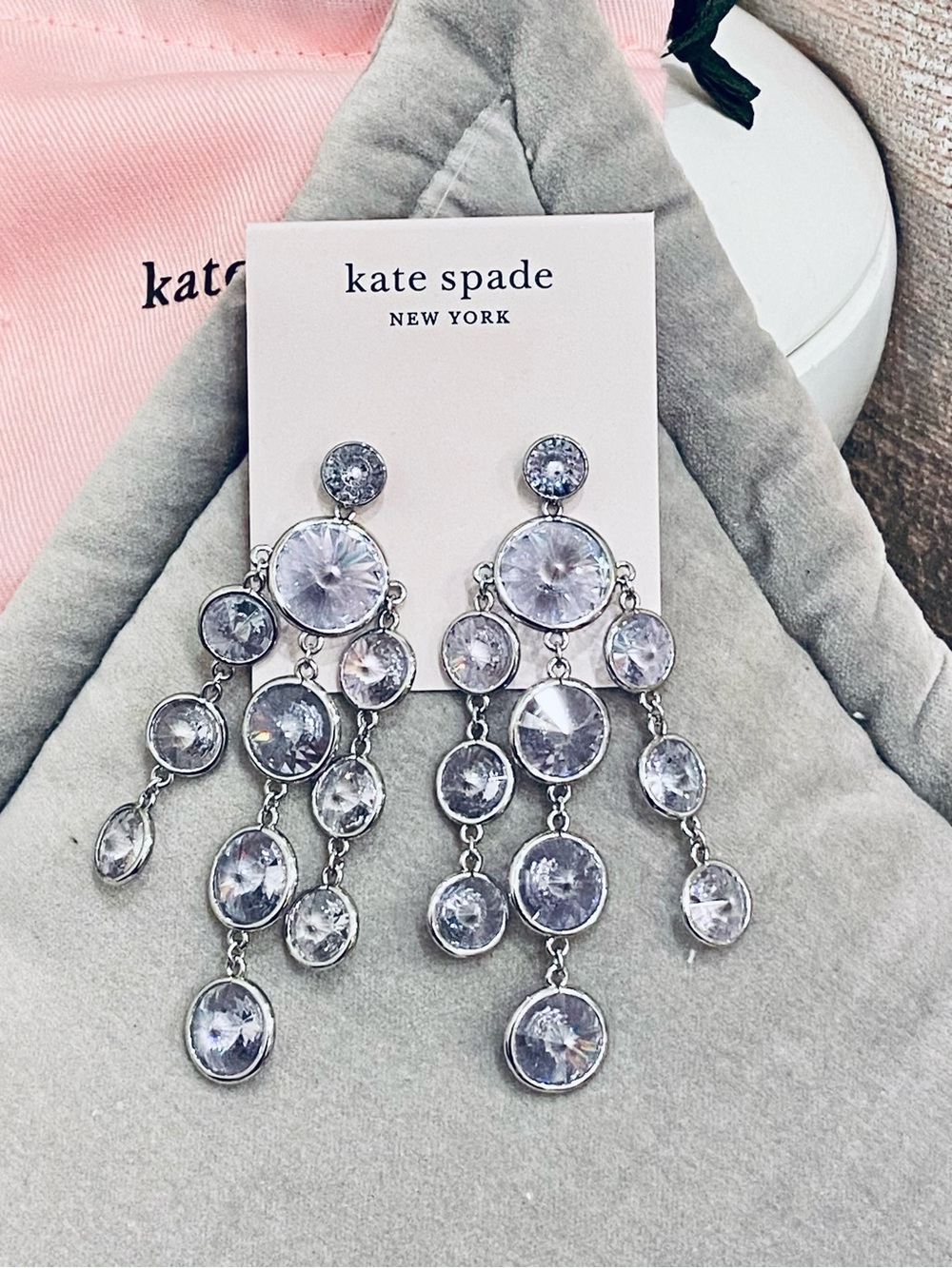 Kate Spade Chandelier Drop Earrings woman’s silver tone NWT